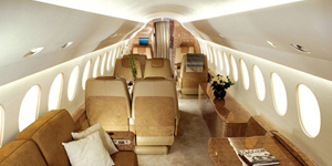 Falcon 7X cabin for Naples charter