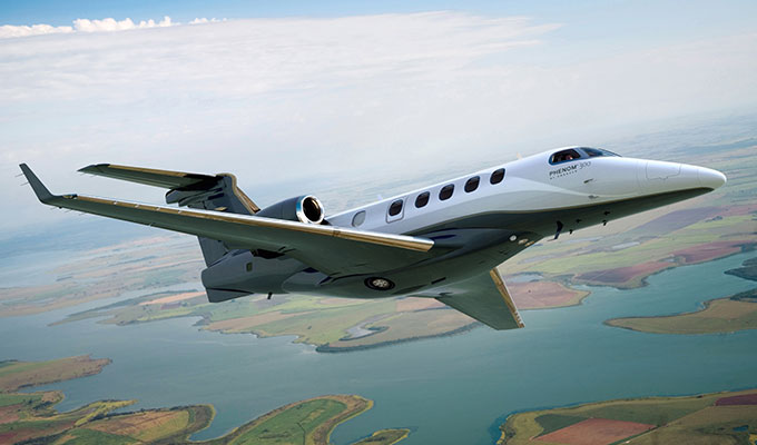 Embraer Phenom 300 view for Naples charter