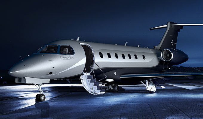 Embraer Legacy 500 view for Naples charter