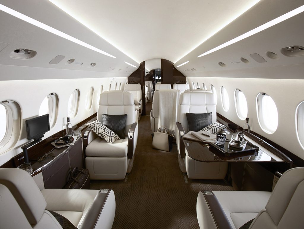 Dassault Falcon 2000LXS cabin for Naples charter