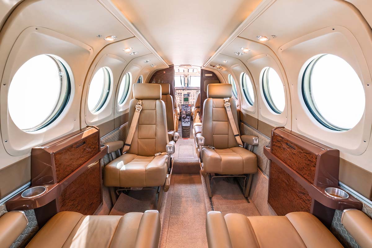 Beechcraft King Air 100 cabin for Naples charter