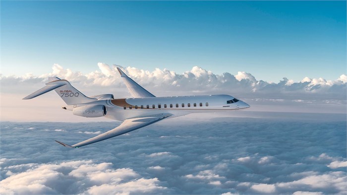 Bombardier Global 7500 view for Naples charter