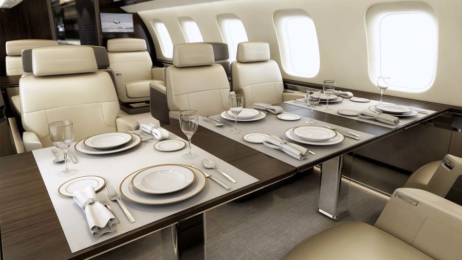 Bombardier Global 7500 cabin for Naples charter