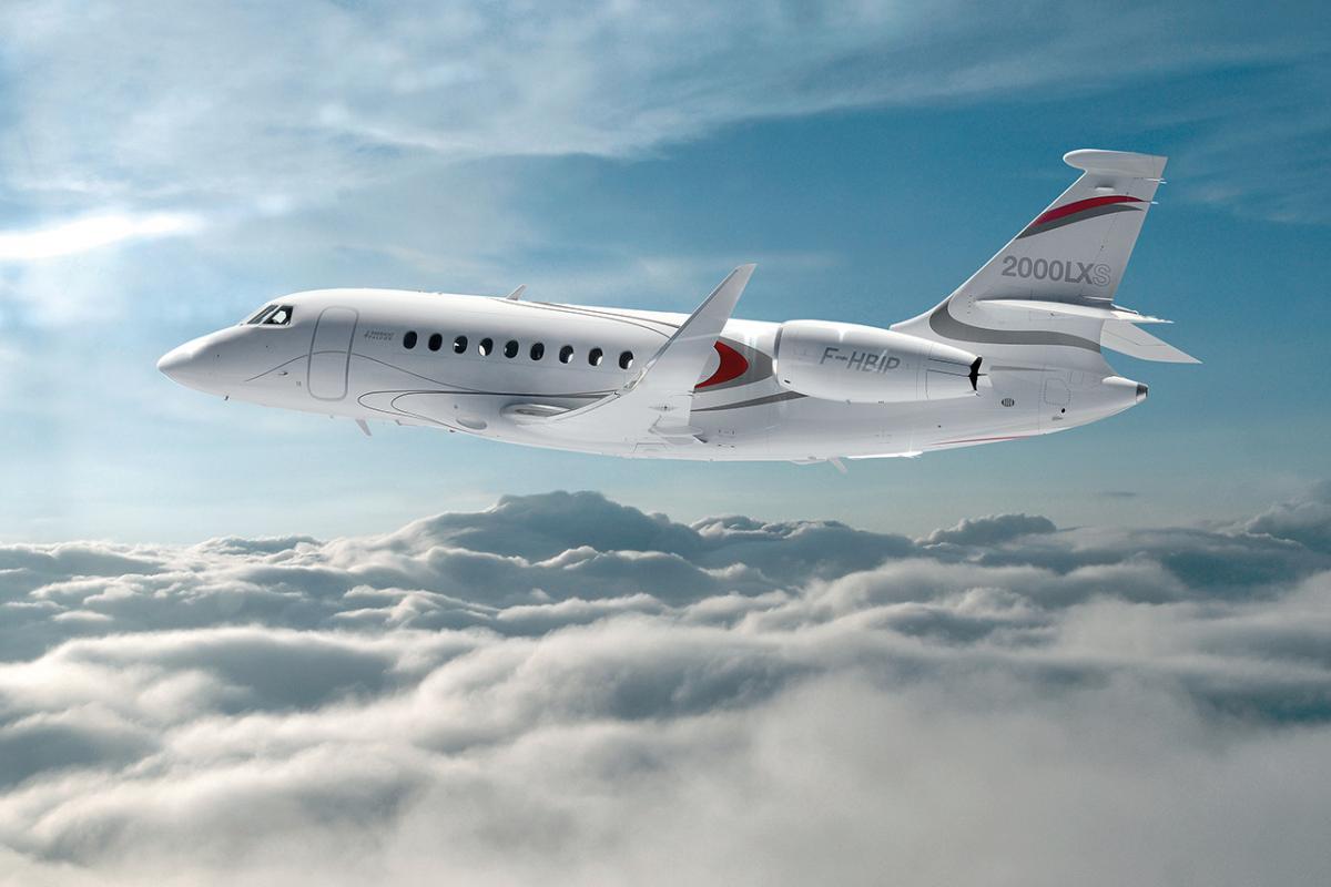 Dassault Falcon 2000LXS view for Naples charter